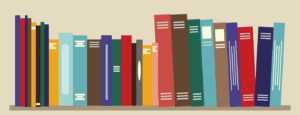 illustration of a row of colorful books