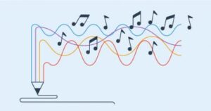 illustration of pencil drawing musical notes