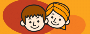 illustration of a boy and girl faces