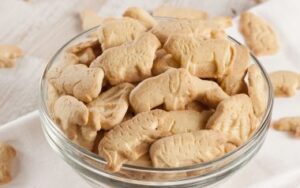 photo of animal shaped cookies in glass bowl